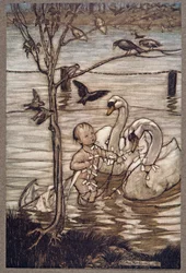 Dopo questo gli uccelli dissero che non lo avrebbero più aiutato nelle sue folli imprese, da Peter Pan nei Giardini di Kensington di J M Barrie (1860 - 1937), pub. 1906